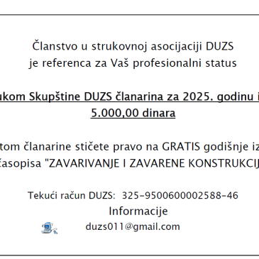 Clanstvo u strukovnoj asocijaciji DUZS 2025